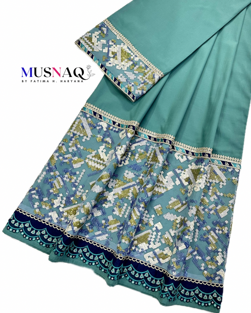 Teal Green with Sequins panel rida