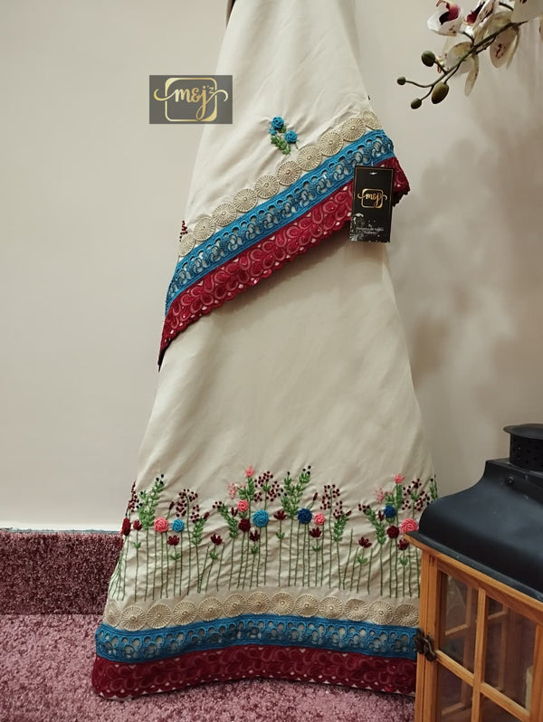 Beige with all round flowers