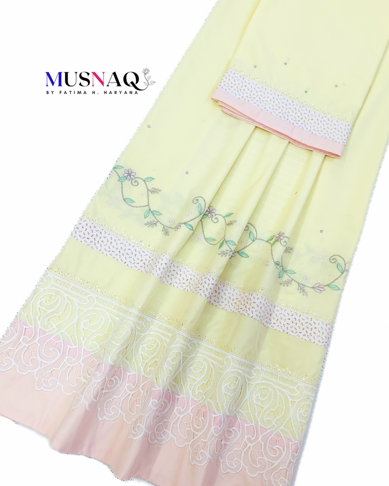 Pastel Lemon embroidery work Rida