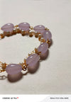 Lavender Pearl Double Strand Bracelet – Gold Tone