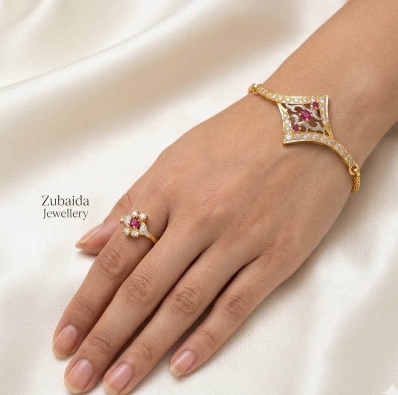 Silver Namaz wear Bracelet Kara with Ring