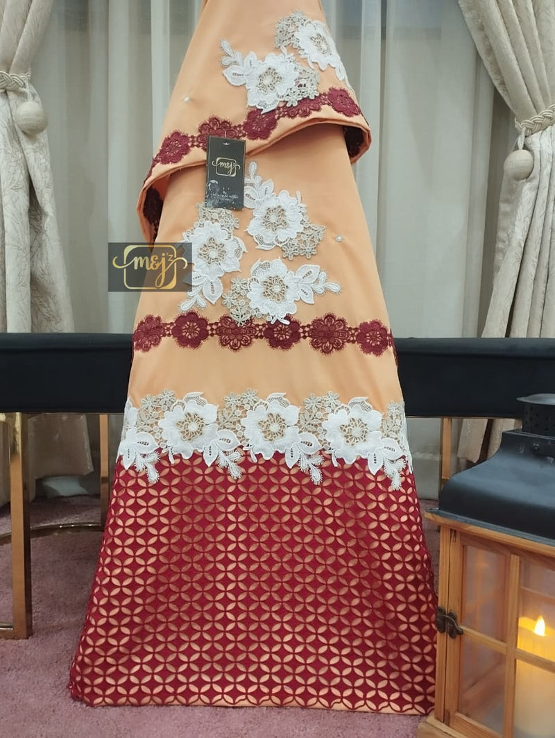 Peach with red lacing