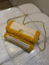 Slit bag woven with fur and wool