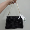 "Black Pearl Bag with White Handle"