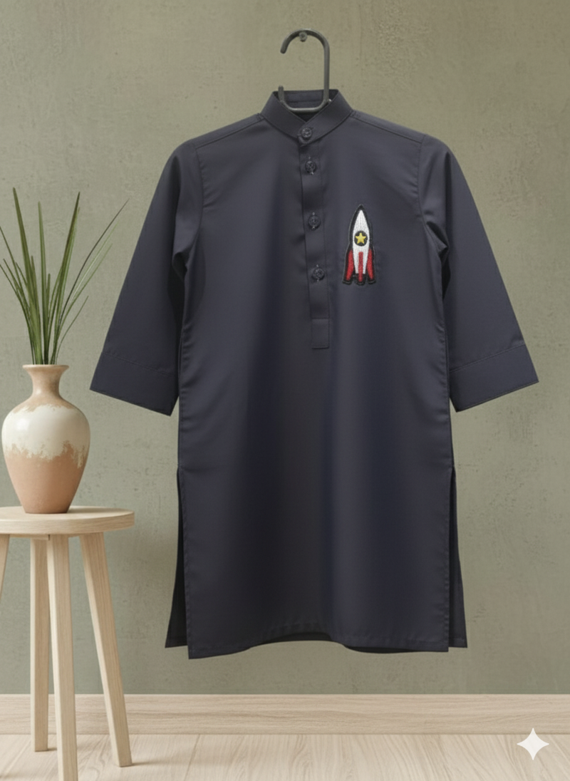 Navy blue kurta with rocket patch Size 20