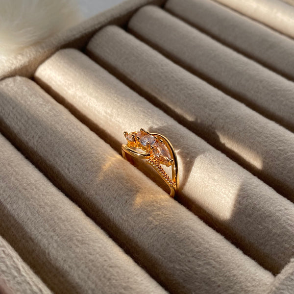 Elegant Gold Plated Ruby Stone Ring