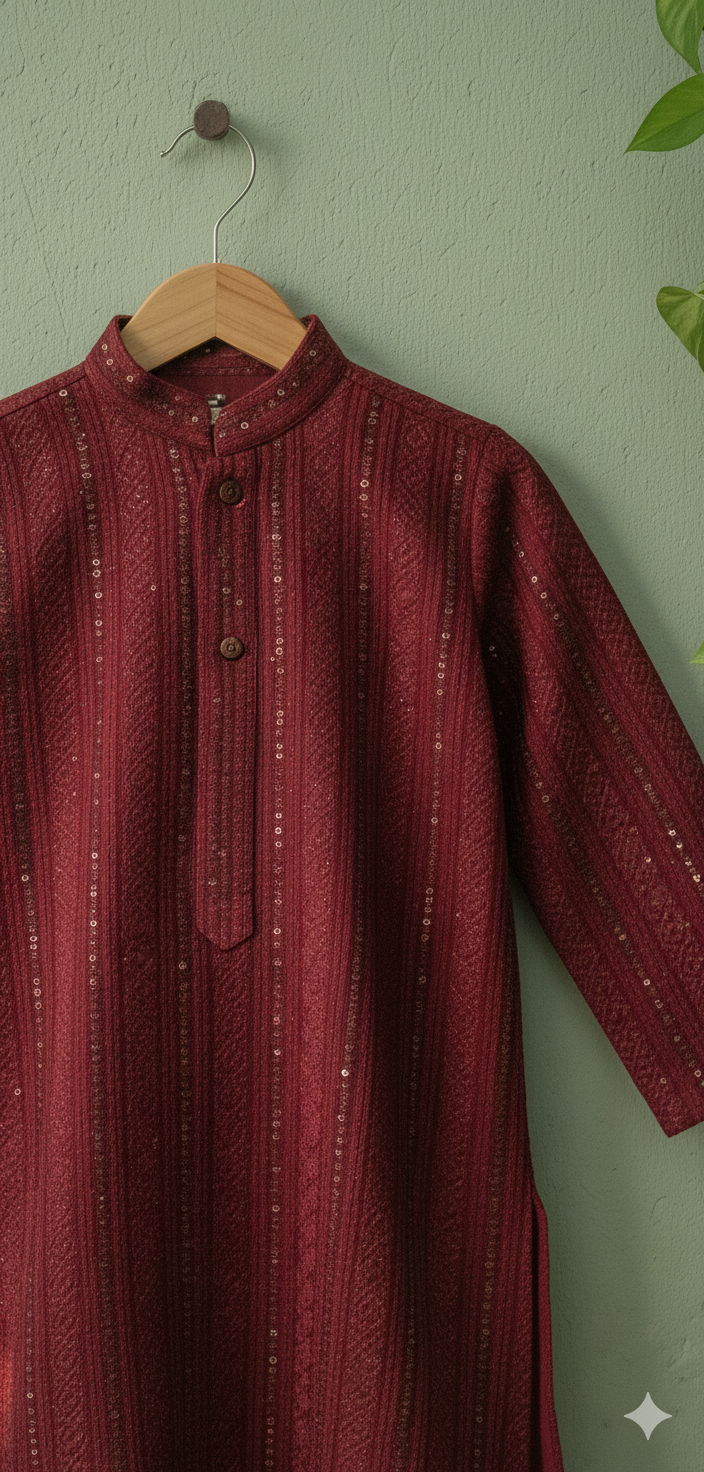 Maroon sequenced chicken kurta size 24