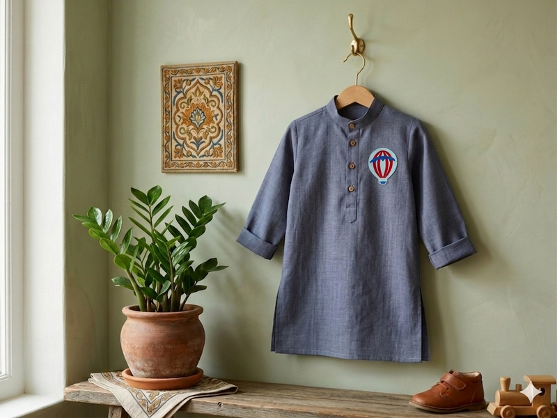 Purplish kurta with parachute patch size 24