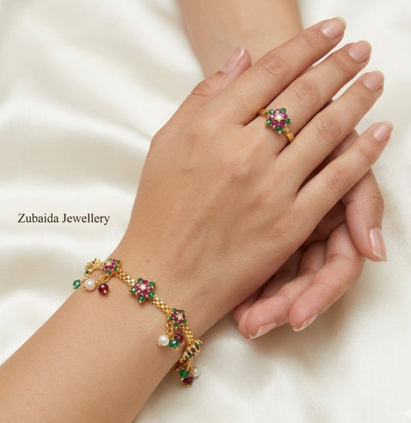 Chandi Multi-Color Namaz-Wear Bracelet with Ring