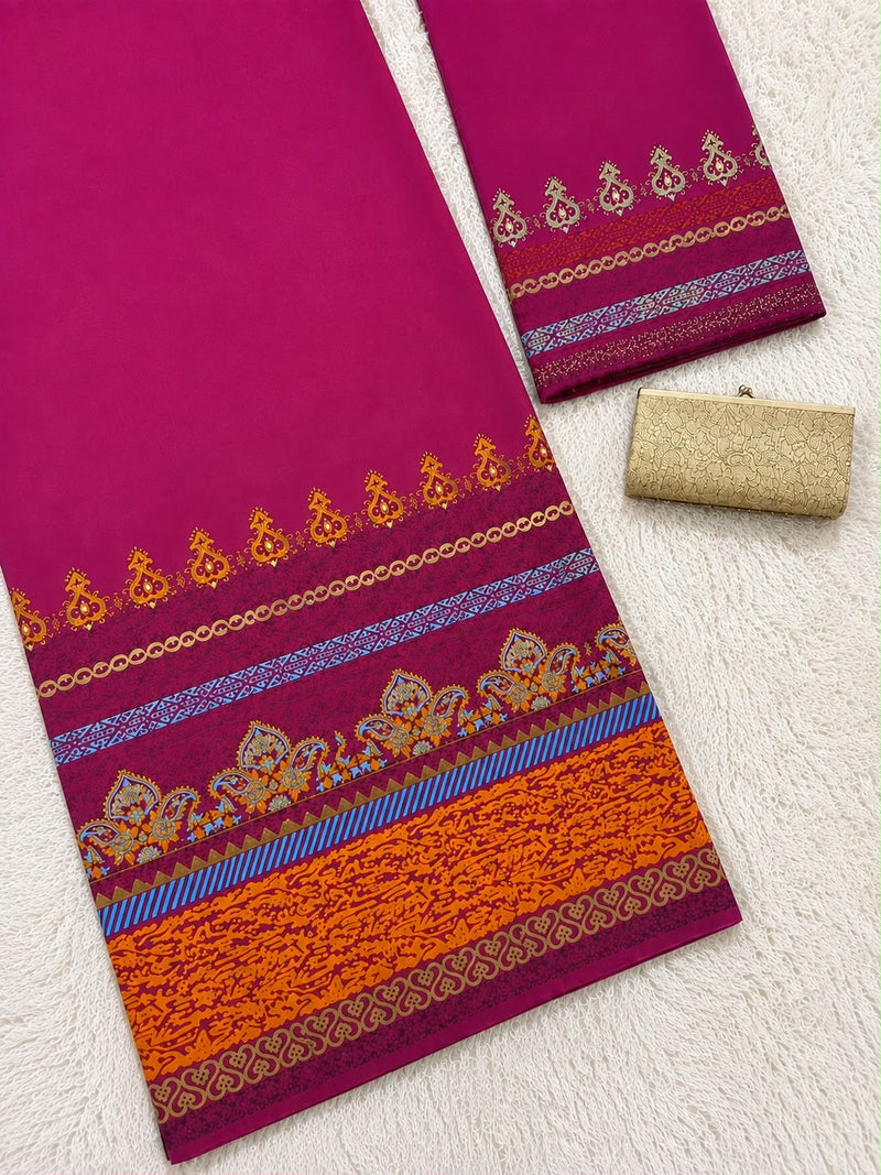 Magenta & Burnt Orange Paisley Block Printed Cotton Rida