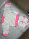 Pink and white crochet baby set