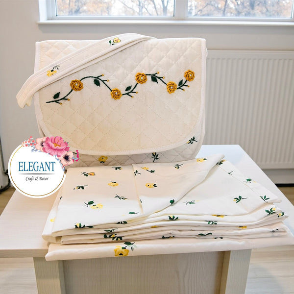 Floral print with hand embroidered rawsilk bag with non quilted masallah