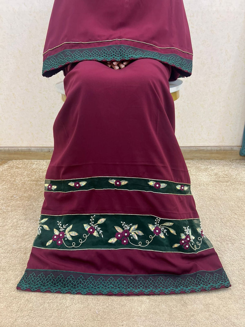 Maroon Silk Aari Work Rida Sale