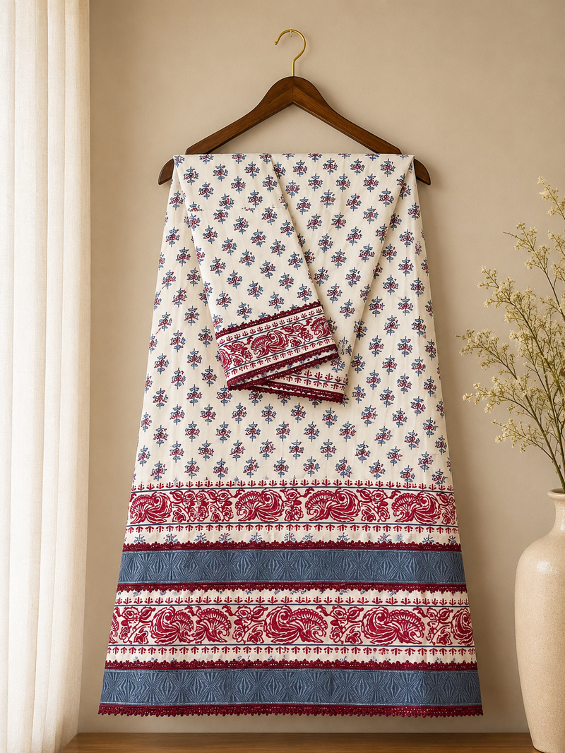 White Printed Semi-Formal Rida
