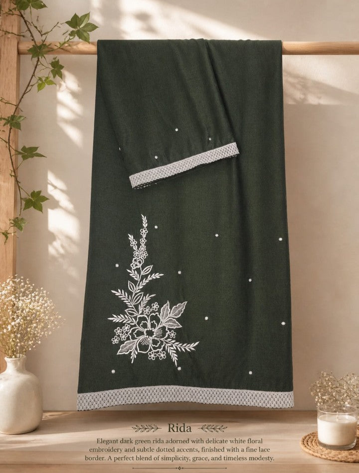 Rich Dark Green Raw silk Rida
