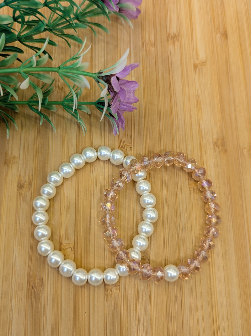The Eternal Duo of Pearl & Crystal Bracelet Set