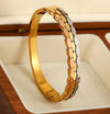 Elegant Stainless Steel Tri Tone Oval Link Bangle