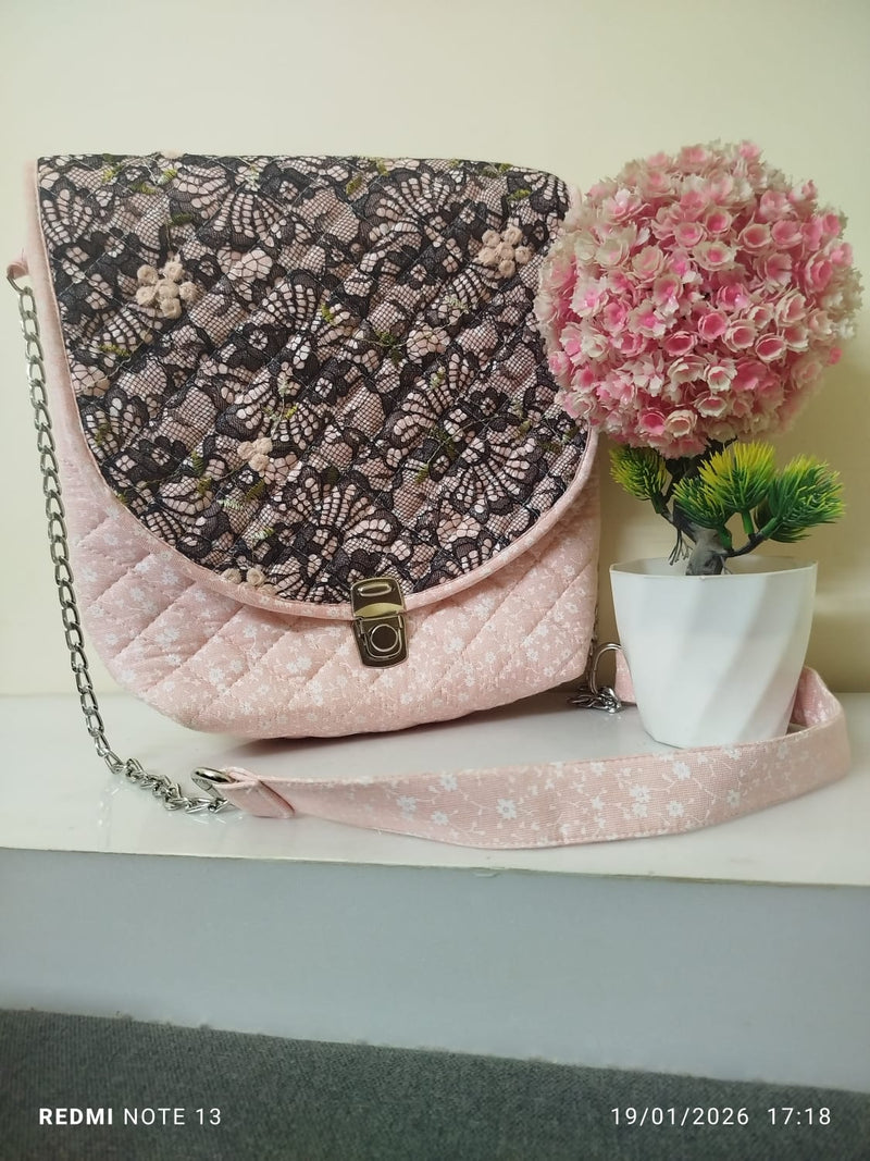 Pink & black flap bag