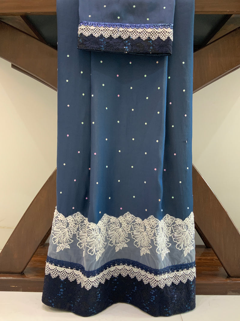 Navy blue silk formal wear rida