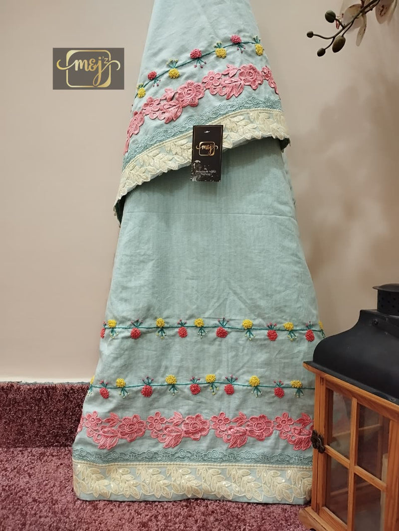 Sweet Light green with Hand embroidery