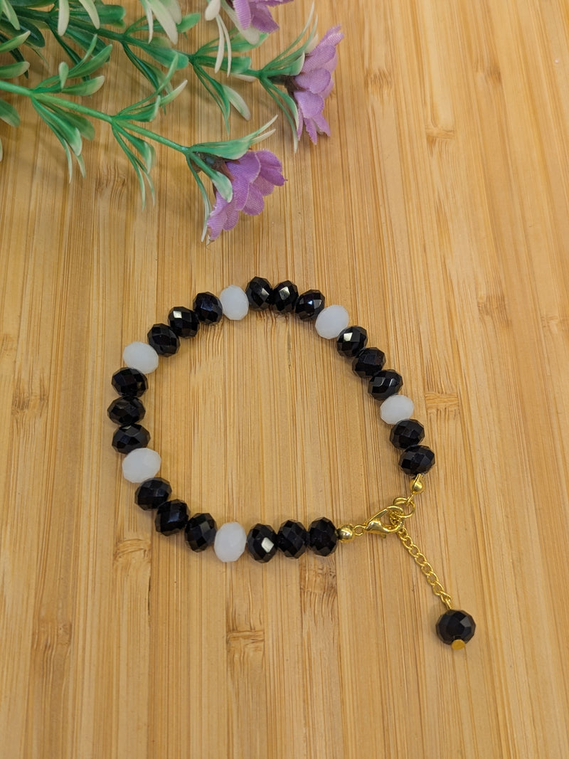 Monochrome Crystal Charm Bracelet with Gold Clasp