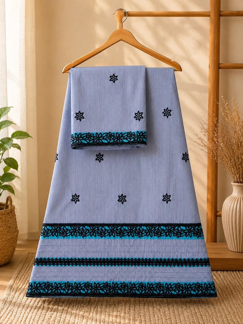 Grey Color Black Sequence Hand Embroidery Rida