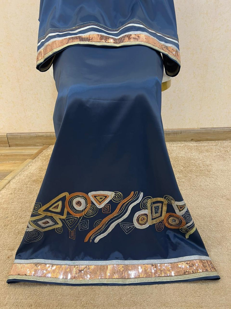 Teal Blue Cotton-Silk Sale