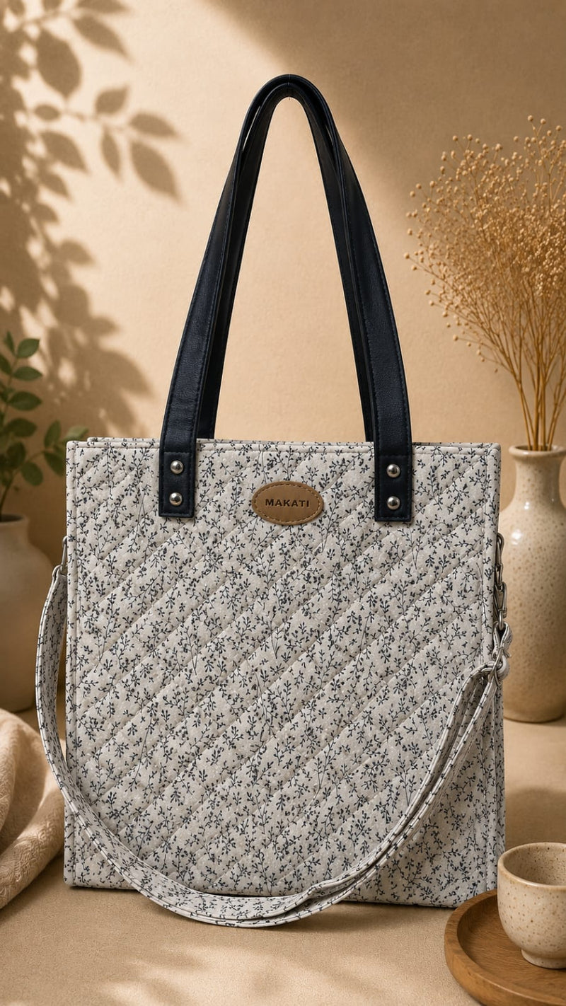 🌾 Quilted Ditsy Print Tote Bag