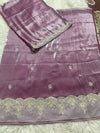 Soft lilac color lavasilk hand embroidered rida