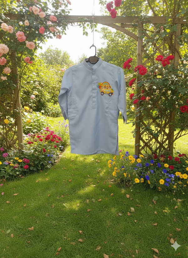 Sky Blue kurta with cocomelon sticker patch size 20