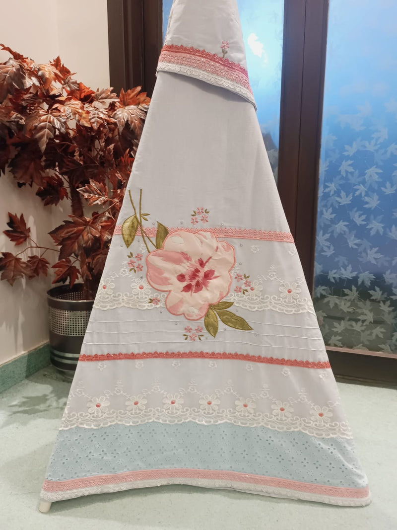 Sky Blue Self Design Rida Sale