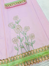 Blush Pink Rida with elegant Rose embroidery