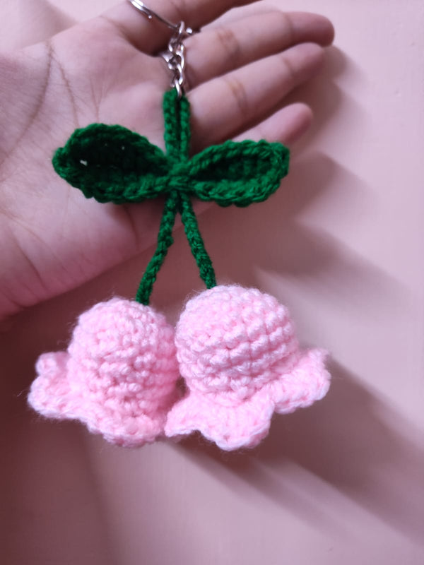 Crocheted Lily of valley keychain