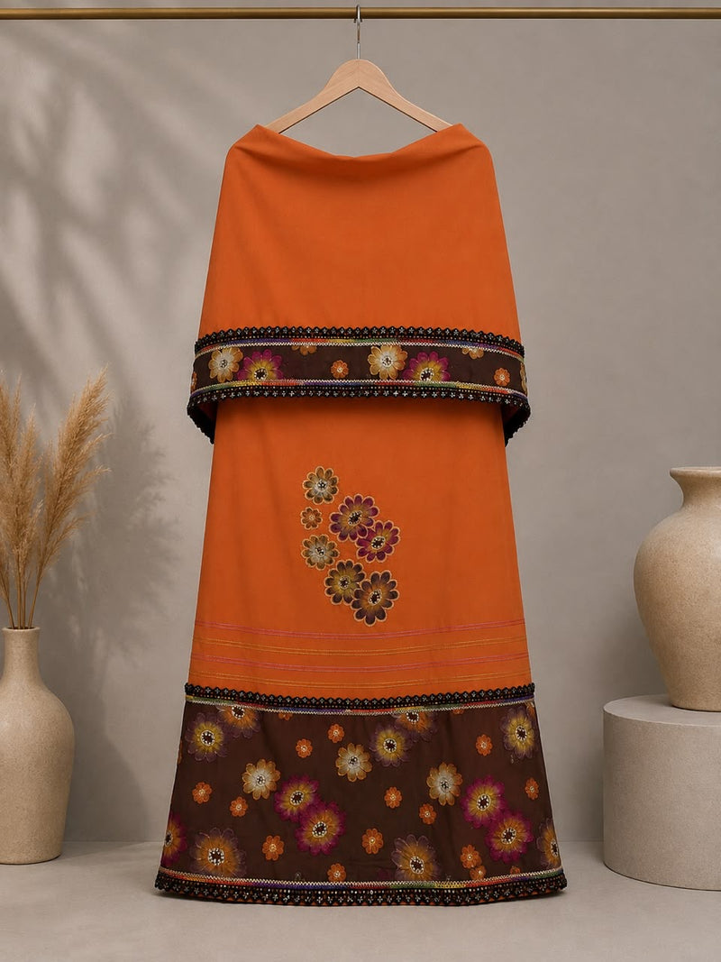 Rust Orange Hand Embroidered Rida