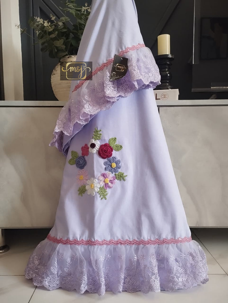 Purple with crochet flower