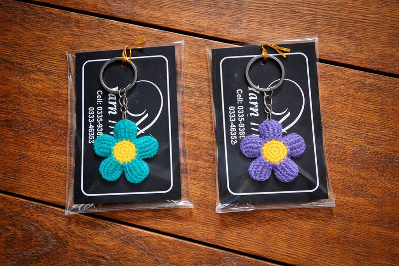 Crochet flower keychain