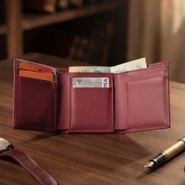 Unisex Trifold Wallet – Maroon