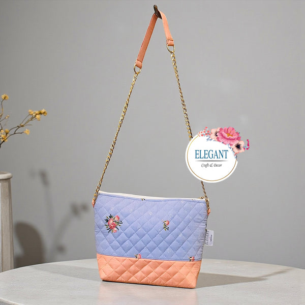 Embroidery cotton fabric with raw sling bag