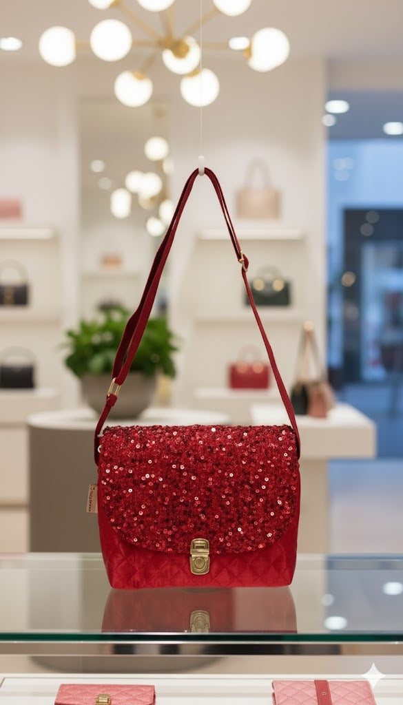 Red Silk Sequence Bag ❤️✨