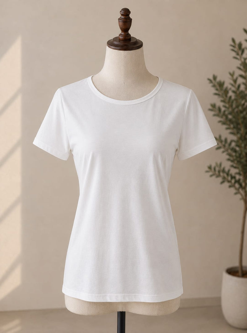 Half Sleeves White T-shirt