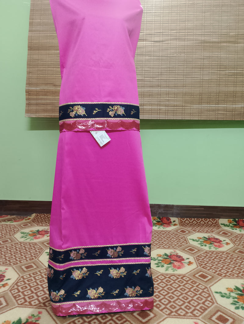 Vibrant barbie pink Rida with navy blue panel