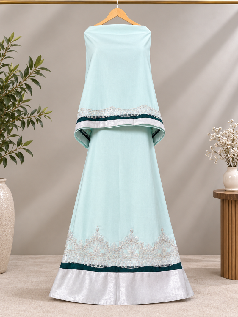 Mint green hand Embroidered pastel color Rida