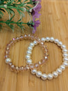 The Eternal Duo of Pearl & Crystal Bracelet Set