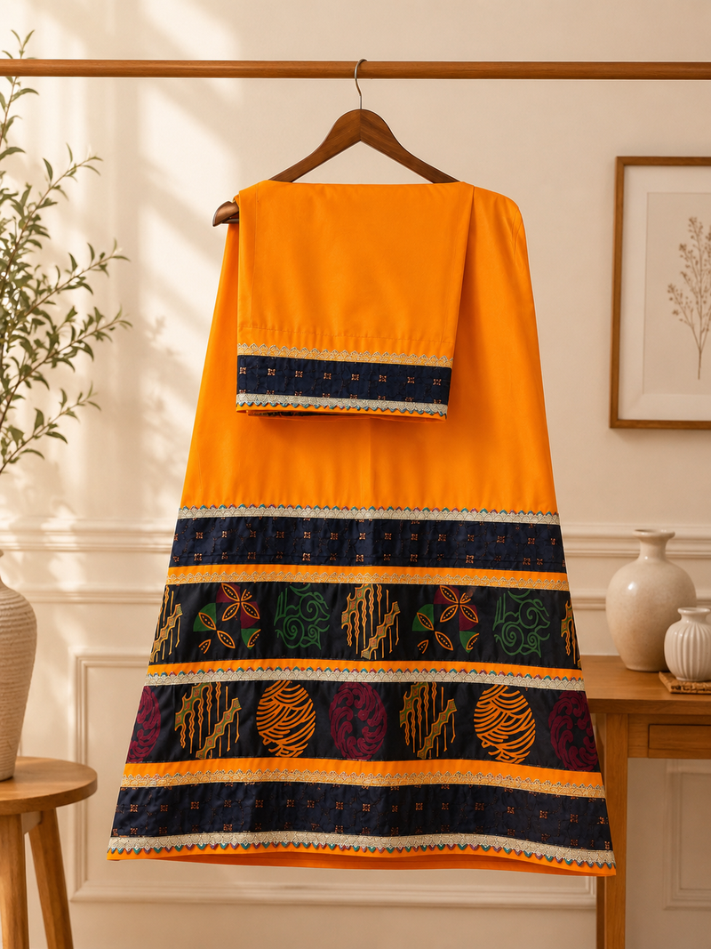 Orange/Black Batik Panelling Rida Sale