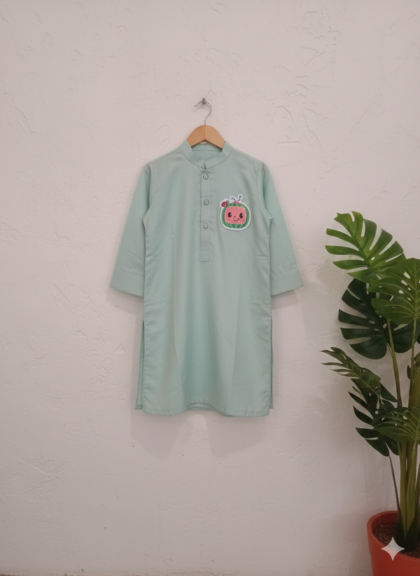 Mint green kurta with cocomelon patch size 20