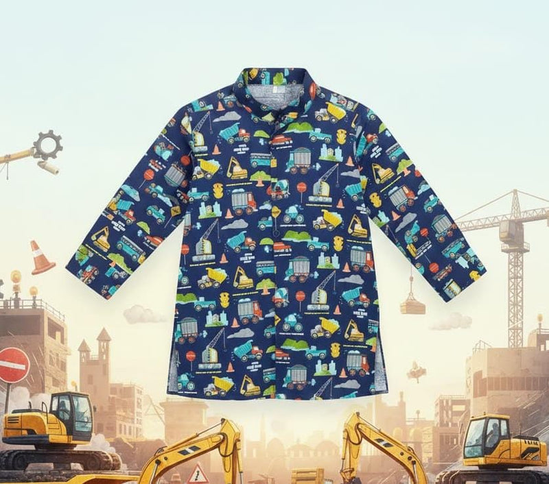 Construction print kids kurta