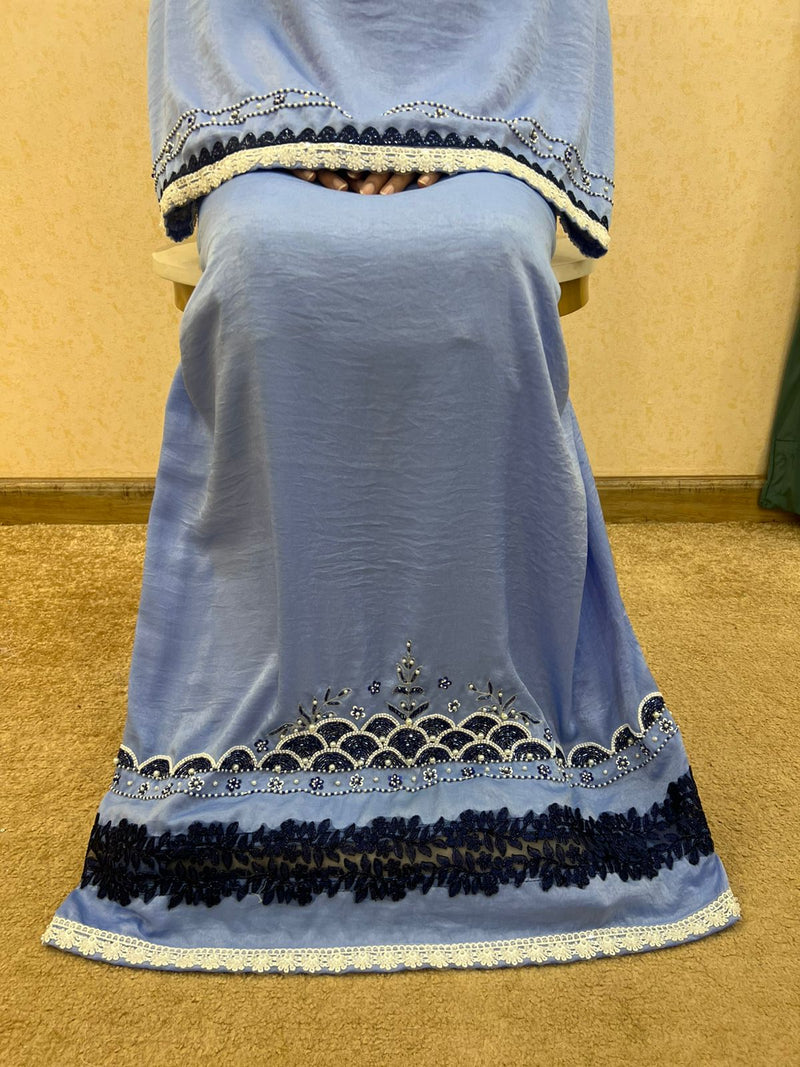 Royal Blue Velvet Silk Aari Work Rida Sale