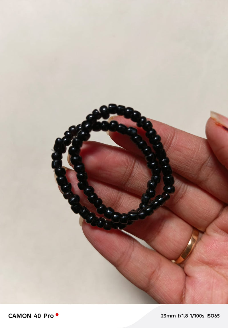 Black Beaded Bracelet Pair 🖤