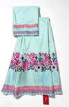 Mint Green applique border design with full hand sequence touching
