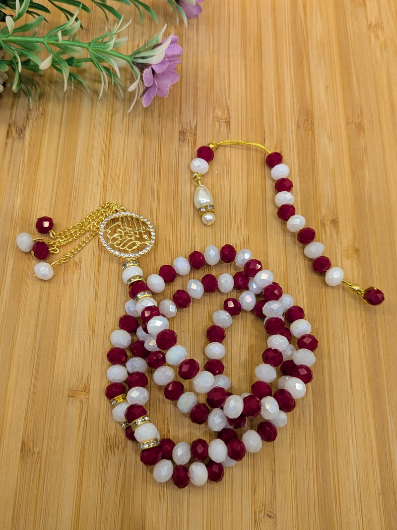 Two Tone Crystal Tasbeeh & Counter Set